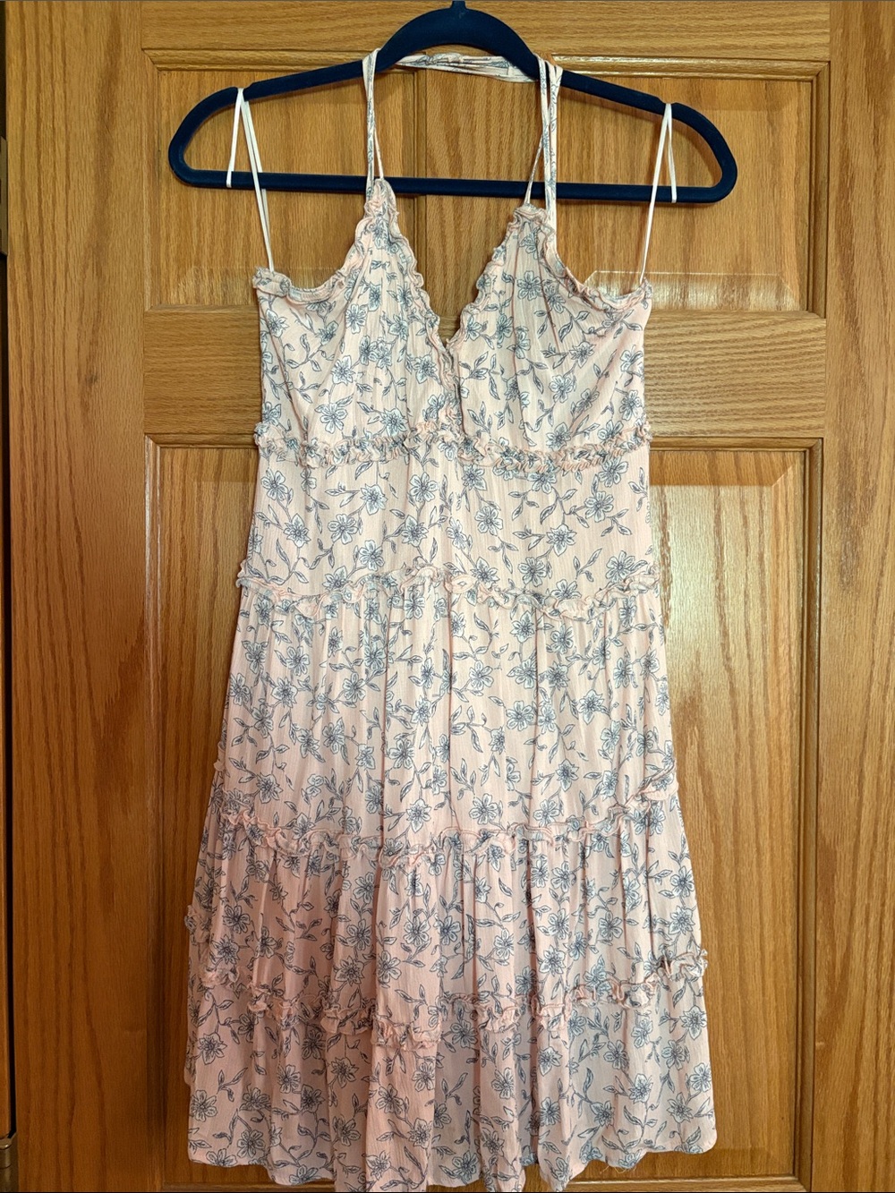 Light Peach Floral Ruffle-Trim Sundress